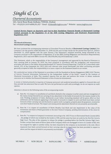 Thumbnail Electrosteel Castings
 Quarterly Report 2018-q4