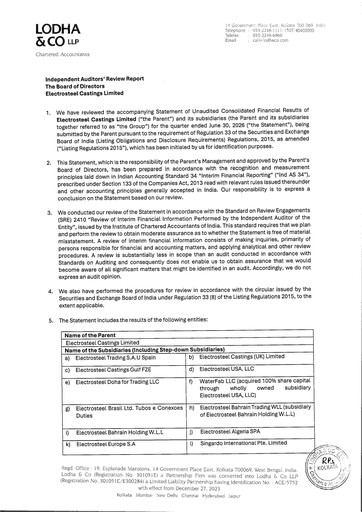 Vorschaubild Electrosteel Castings
 Quartalsbericht 2026-q1