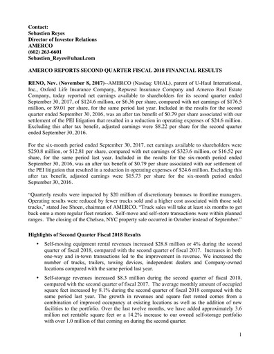 Thumbnail U-Haul Quarterly Report 2017-2018-q2