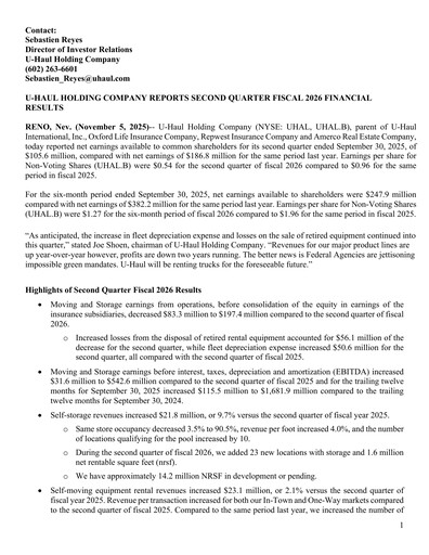 Thumbnail U-Haul Quarterly Report 2025-2026-q2