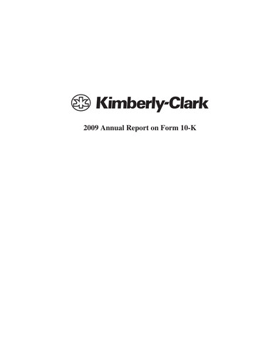 Miniature Kimberly-Clark Rapport annuel 2009