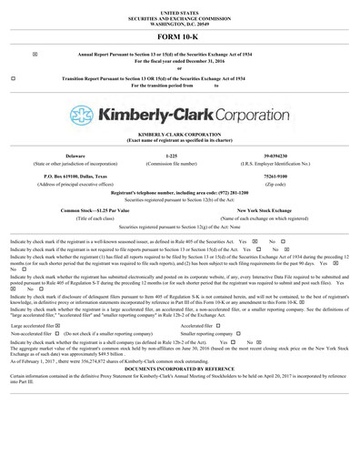 Miniature Kimberly-Clark Rapport annuel 2016
