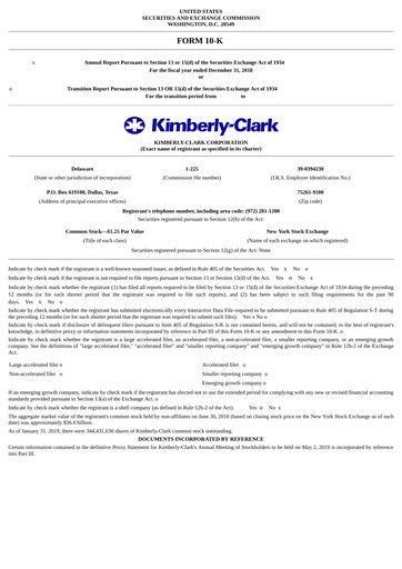 Miniature Kimberly-Clark Rapport annuel 2018