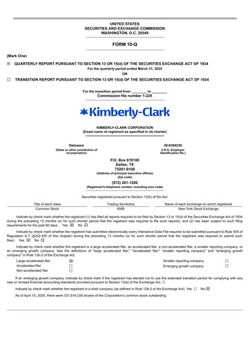 Thumbnail Kimberly-Clark Quarterly Report 2025-q1