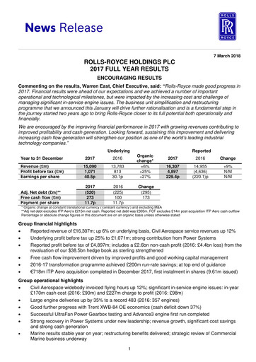 Thumbnail Rolls-Royce Holdings Financial Report 2017