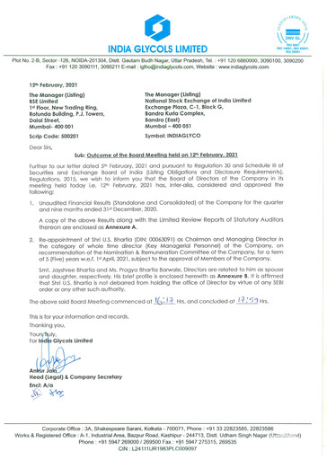 Miniature India Glycols Rapport trimestriel 2020-q3