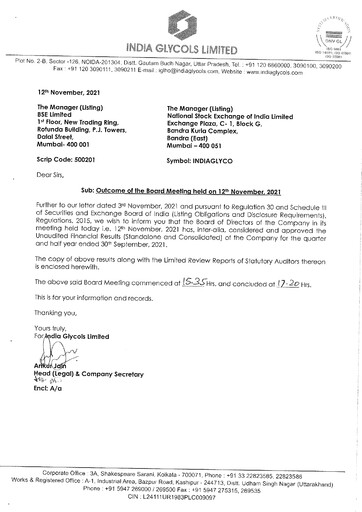 Miniature India Glycols Rapport trimestriel 2021-q2