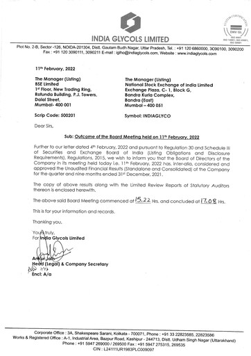 Miniature India Glycols Rapport trimestriel 2021-q3