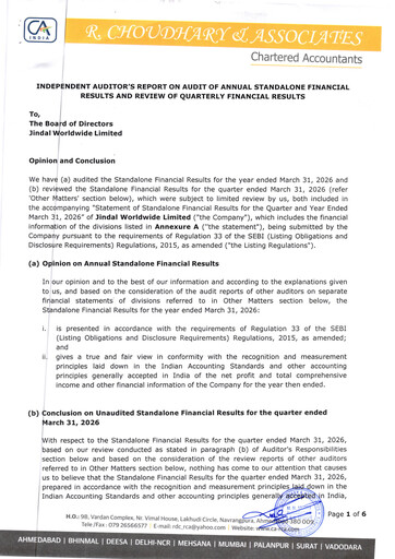 Thumbnail Jindal Worldwide
 Financial Report 2025-2026