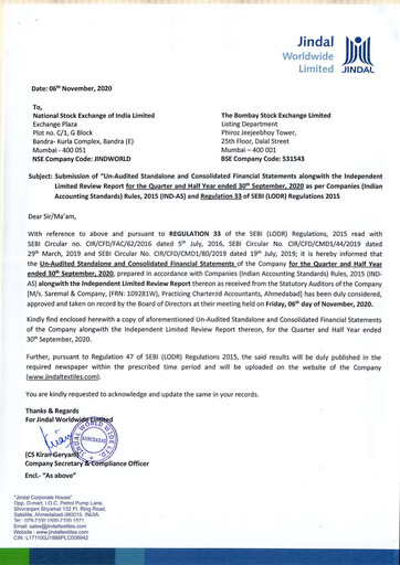 Thumbnail Jindal Worldwide
 Quarterly Report 2020-q2