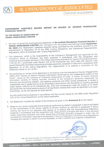 Thumbnail Jindal Worldwide
 Quarterly Report 2025-q2