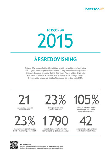 Thumbnail Betsson AB Annual Report 2015