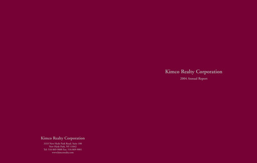 Thumbnail Kimco Realty
 Annual Report 2004