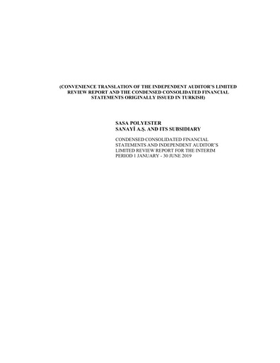 Thumbnail Sasa Polyester Half-year Report 2019-h1