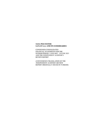 Thumbnail Sasa Polyester Half-year Report 2023-h1