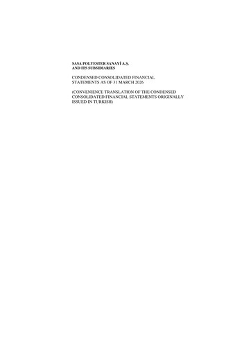 Thumbnail Sasa Polyester Quarterly Report 2026-q1
