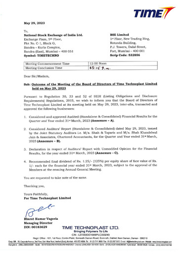 Thumbnail Time Technoplast Financial Statement 2022-2023