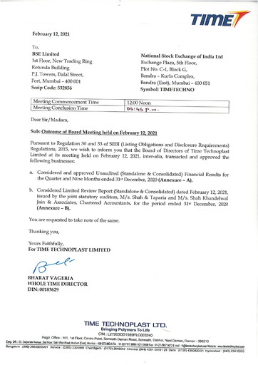 Thumbnail Time Technoplast Quarterly Report 2020-q3