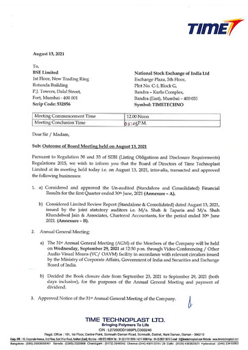 Thumbnail Time Technoplast Quarterly Report 2021-q1