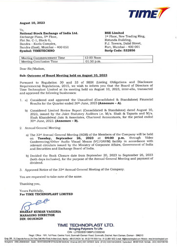Thumbnail Time Technoplast Quarterly Report 2023-q1