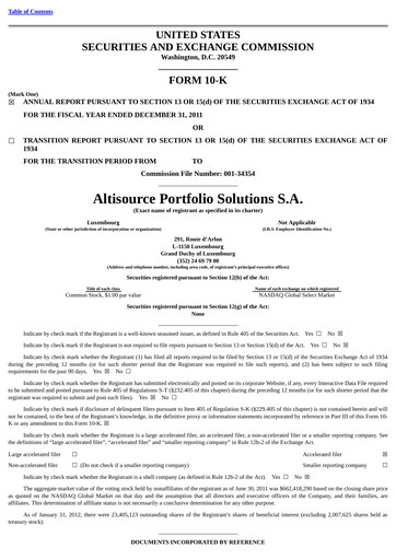 Thumbnail Altisource Portfolio
 Annual Report 2011