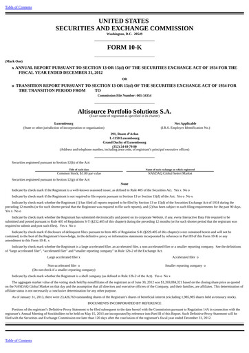 Thumbnail Altisource Portfolio
 Annual Report 2012