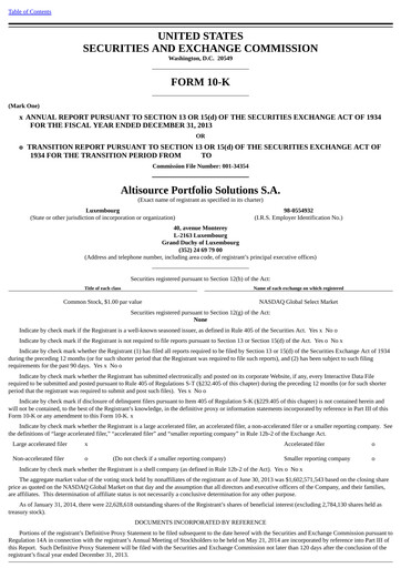 Thumbnail Altisource Portfolio
 Annual Report 2013