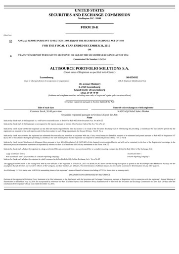 Thumbnail Altisource Portfolio
 Annual Report 2015