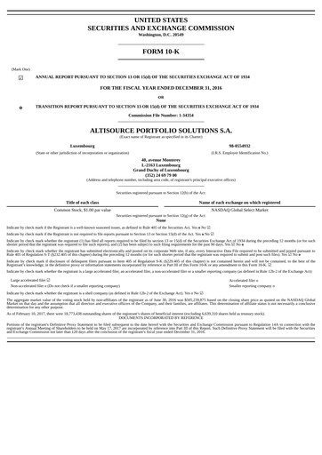 Thumbnail Altisource Portfolio
 Annual Report 2016