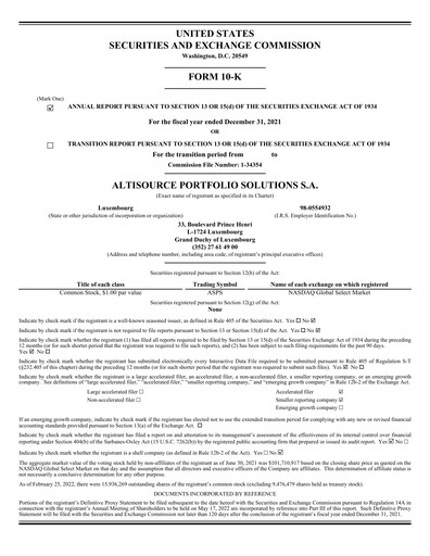 Thumbnail Altisource Portfolio
 Annual Report 2021