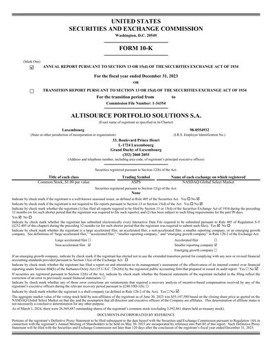 Thumbnail Altisource Portfolio
 Annual Report 2023