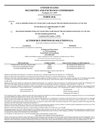 Thumbnail Altisource Portfolio
 Annual Report 2025