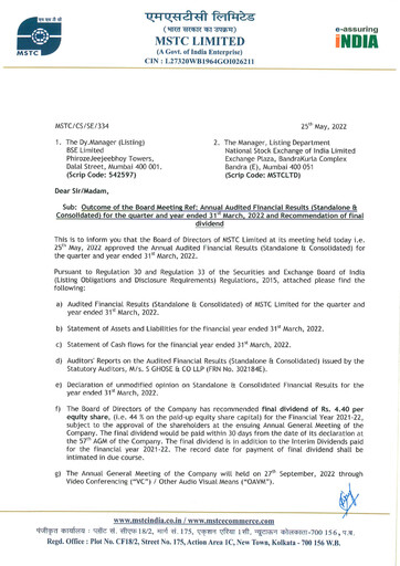 Thumbnail MSTC Limited
 Quarterly Report 2022-q4
