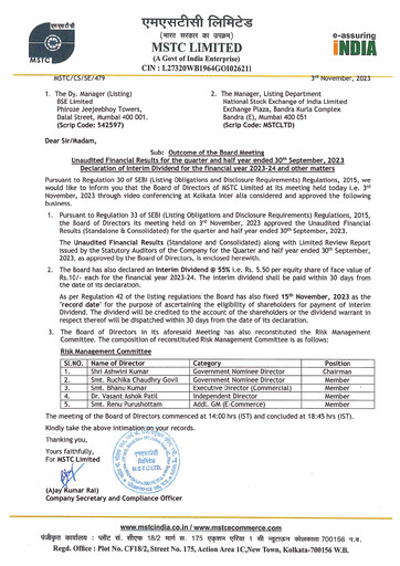 Thumbnail MSTC Limited
 Quarterly Report 2023-q2
