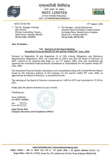 Thumbnail MSTC Limited
 Quarterly Report 2026-q1