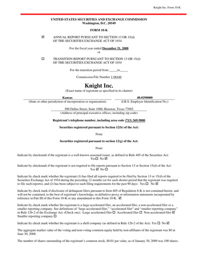 Miniature Kinder Morgan Rapport annuel 2008