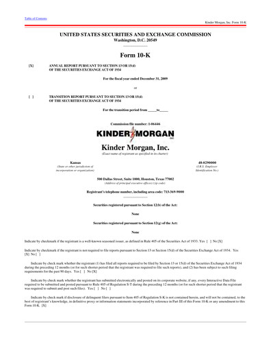 Miniature Kinder Morgan Rapport annuel 2009