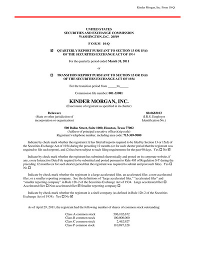 Vorschaubild Kinder Morgan Quartalsbericht 2011-q1