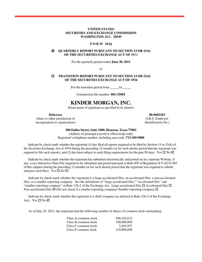 Vorschaubild Kinder Morgan Quartalsbericht 2011-q2