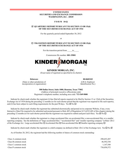 Vorschaubild Kinder Morgan Quartalsbericht 2012-q3