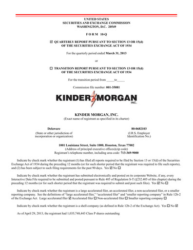 Vorschaubild Kinder Morgan Quartalsbericht 2013-q1