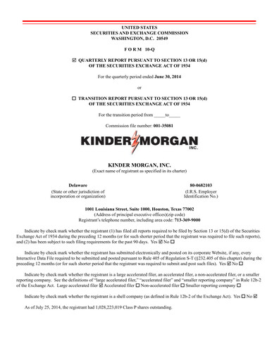 Vorschaubild Kinder Morgan Quartalsbericht 2014-q2