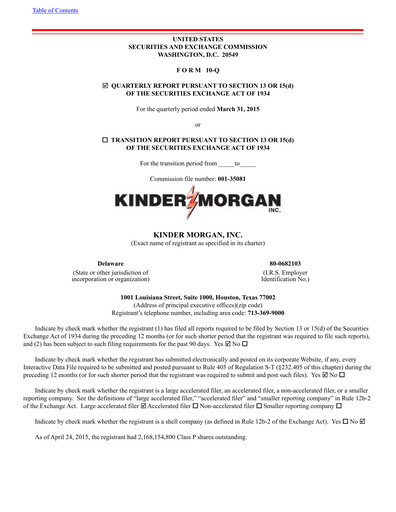 Vorschaubild Kinder Morgan Quartalsbericht 2015-q1