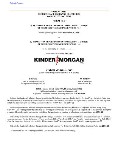 Vorschaubild Kinder Morgan Quartalsbericht 2015-q3