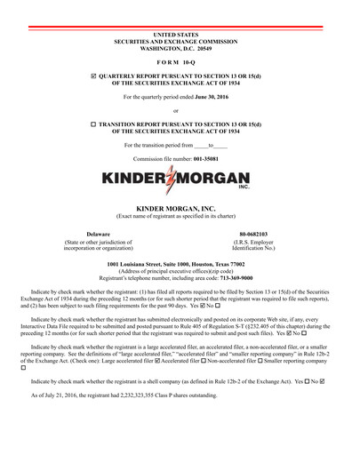 Vorschaubild Kinder Morgan Quartalsbericht 2016-q2