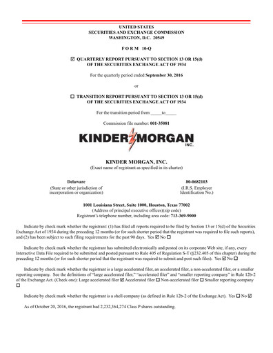 Vorschaubild Kinder Morgan Quartalsbericht 2016-q3