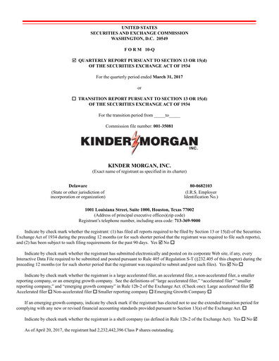 Vorschaubild Kinder Morgan Quartalsbericht 2017-q1