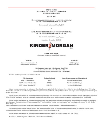 Vorschaubild Kinder Morgan Quartalsbericht 2019-q2