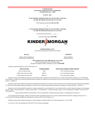 Vorschaubild Kinder Morgan Quartalsbericht 2021-q2