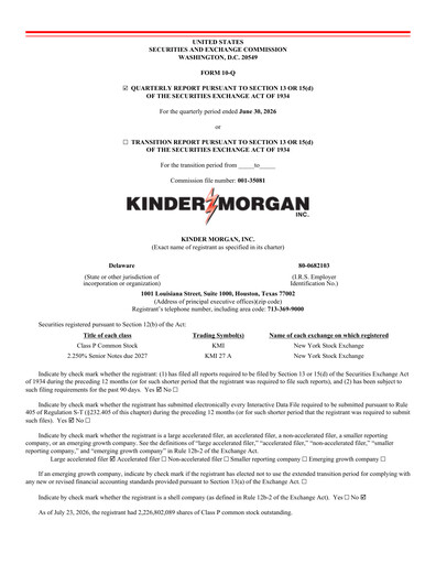 Vorschaubild Kinder Morgan Quartalsbericht 2026-q2